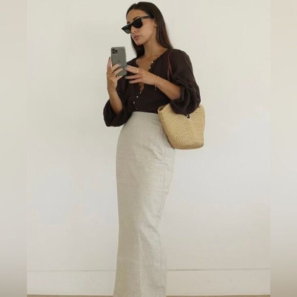 White linen maxi skirt - Picture 5 of 10